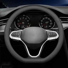 Latest Nappa Leather car Steering Wheel Cover, Stylish Non-Slip D-Shape,Black