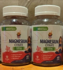 2 Pack Of 60 (120 Total) Sealed Magnesium Citrate Gummies-Best By 09/2025