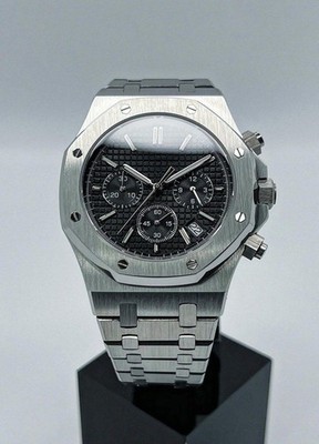 Uhr nach Maß 41 mm schwarzes Nachtzifferblatt - RO-Stil - Nh38 Aut Edelstahl 