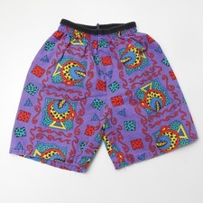 Vintage 80s Toddler Abstract Hawaiian Neon Surf Beach Cotton Shorts Size 5 - 6