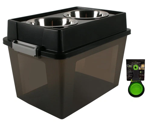 Elevated Pet Bowls with Storage and 3 in 1 Pet Scooper Clip