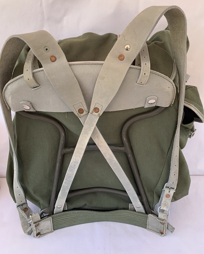 Canvas Back Pack Leather Straps Metal Back Support Camping Hunting Hiking PNW - Picture 3 of 22