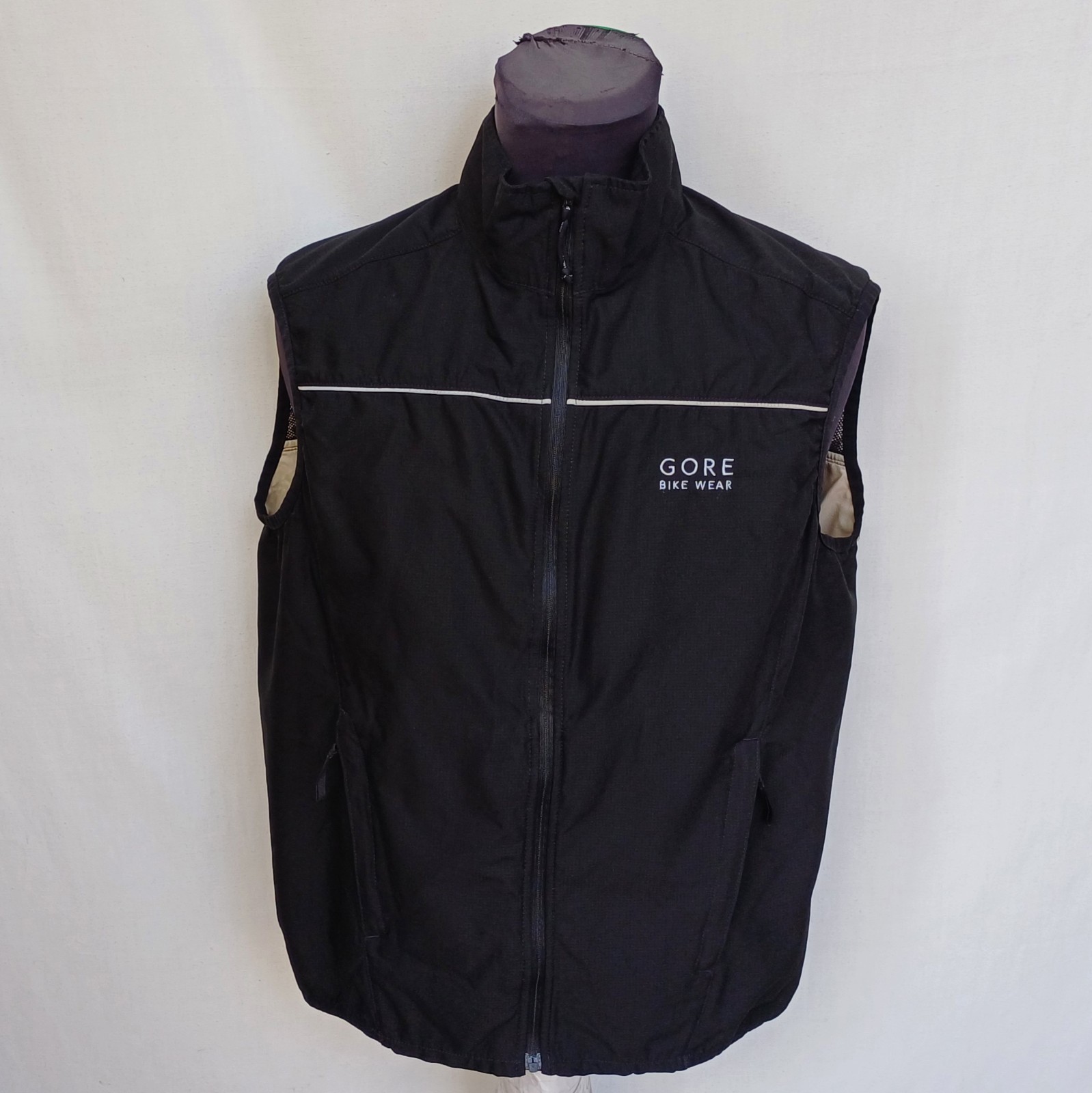 Gore Bike Wear Wind Stopper Full Zip Cycling Vest Gilet Black Size Mens L Top