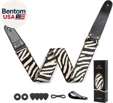 Guitar Strap, Woven Guitar Straps with Double Vegetable-Tanned Cowhide Leather E