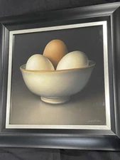 SANGITA PHADKE ORIGINAL PAINTING framed pastel collection "Porcelain Bowl" eggs