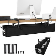 under Desk Cable Management Tray 36", No Drill Cord Organizer, Black