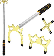 Retractable Pool Cue Bridge Stick Set with 3 Removable Brass Bridge Heads Snooke
