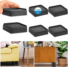 Adjustable Bed Risers 1" Stackable Furniture Lift Blocks | Heavy Duty 4-Pack