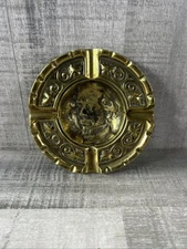 VTG Brass Ashtray President Embossed Beautiful Ornate Collectors