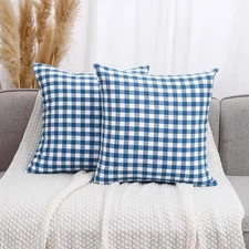 CARRIE HOME 20" x (Pack of 2), Blue & White Gingham Set 2 