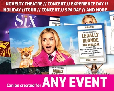 Christmas Legally Blonde Musical Theatre Mock Ticket Personalised Gift event