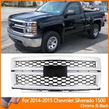For 2014-2015 Chevrolet Silverado 1500 Chromeblack Front Bumper Upper Grille