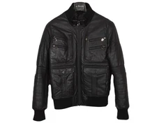 RRP3000$ Mens Philipp Plein Jacket 50IT 40US/UK Black Leather Brioni Zilli