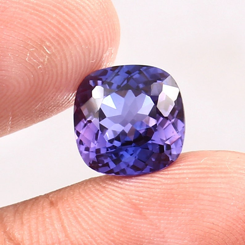 6.70 CT Montana Natural Sapphire Purple Blue Cushion Cut Certified Gemstone