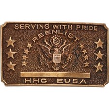 Brass HHC Headquarter Battalion 8th Army Korea EUSA Unit 70s Vintage Belt Buckle