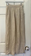 Abercrombie  Fitch Linen Blend Pants Khaki Wide Leg Sz XS Elastic Waist FLAW