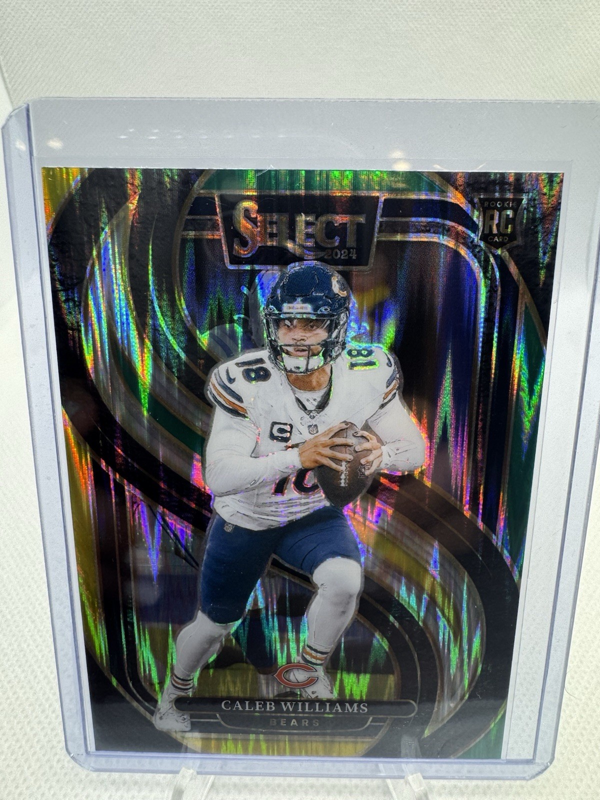 2024 Panini Select Premier Caleb Williams #114 Green & Yellow Shock Prizm RC