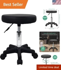 Round Rolling Stool Height Adjustable Stool with Wheels for Spa Salon Massage...