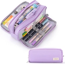 Large Capacity Pencil Case 3 Compartment Pouch Pen Bag for School Teen Girl Boy
