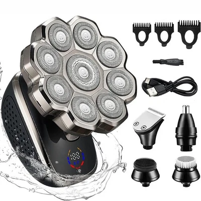 9D Bald Head Shavers Electric Shaver Cordless Wet Dry Rotary Razor for Men