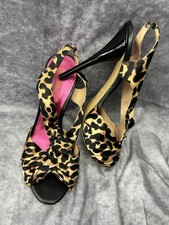 Betsy Johnson Peep Toe Cheetah Print High Heel Platform Shoes Stilettos Size 7.5