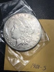 Morgan Silver Dollar 1901-S , circulated, very fine details see all photos