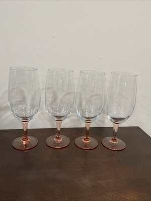 4 Vintage France Luminarc Rose Stem Wine Glasses
