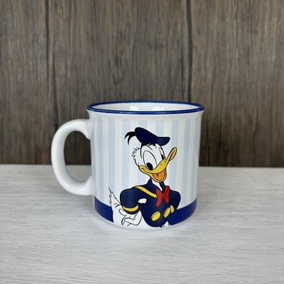 Disney Donald Duck Mug 20oz Huey Louie Dewey Coffee Cup Large Blue Stripe NEW