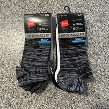 Hanes No Show Socks X Temp 6 Pack Men's Size 6-12 Black White Grey