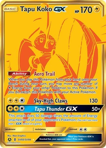 Pokemon TCG Hidden Fates Shiny Vault Tapu Koko GX SV93/SV94 Holo Shiny Holo Rare