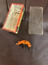 Vintage Lazy Ike KL-00 0S Orange W/Black Spots Fishing Lure In Original Box
