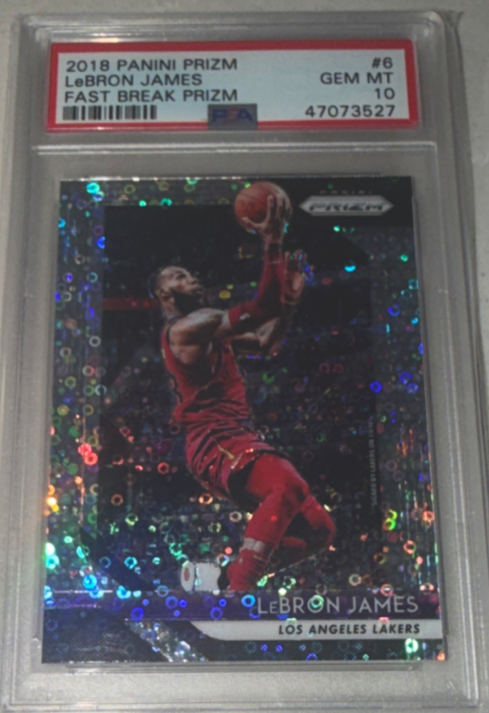 Panini 2018-19 Prizm Fast Break LeBron James #6 Lakers PSA 10  !Legend!