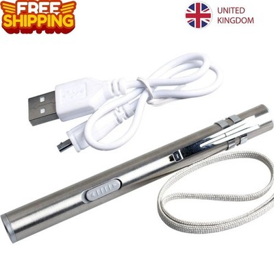 Superhelle LED USB wiederaufladbare Stift Taschenlampe Lampe Clip Licht UK