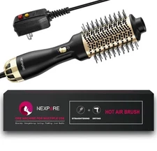 NEXPURE Ionic Hot Air Brush Hair Blow Dryer Titanium Barrel Straight