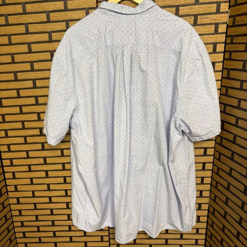 U.S. Polo Assn. Light Blue Polka Dot Short Sleeve Button Down Shirt Size 3XT - Image 3 of 4
