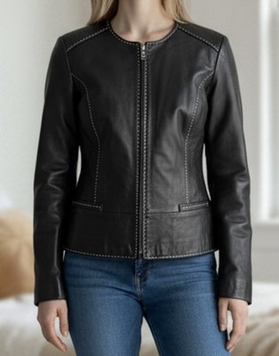 Talbots Petites Black Leather  Jacket  14P Women s