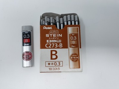 Pentel Ain STEIN 0.3mm B Mechanical Pencil Lead Refills - 10 Tubes