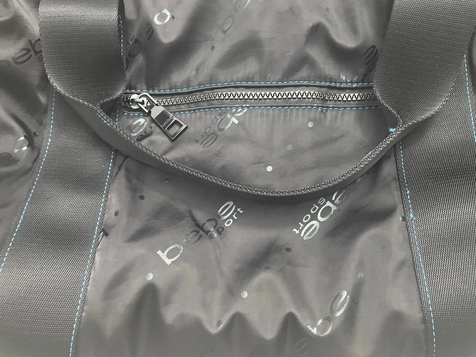 Bebe Sport Gym Bag Blue Duffel Black Travel Luggage handle shoulder strap - Image 3 of 4