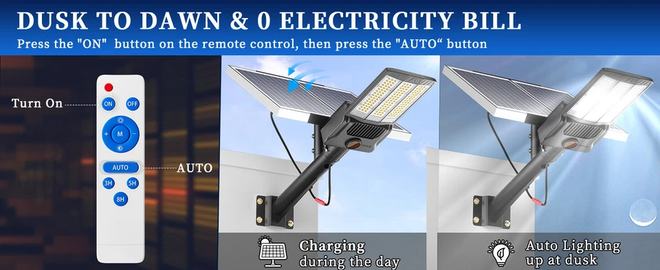 13400W Commercial Solar Street Lights Outdoor Dusk to Dawn parking lot light - Image 3 of 4