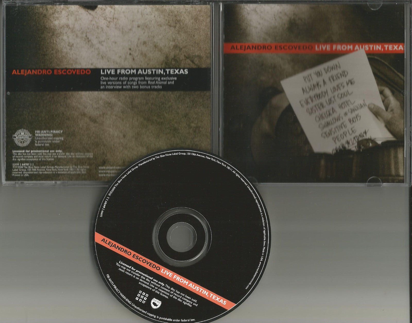 ALEJANDRO ESCOVEDO LIVE Austin TX 9 LIVE & INTERVIEW PROMO CD DAVID BOWIE TRK