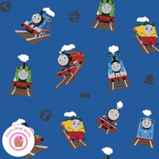 Riley Blake THOMAS  FRIENDS TANK ENGINE C11000B Blue TRAINS Quilt Fabric