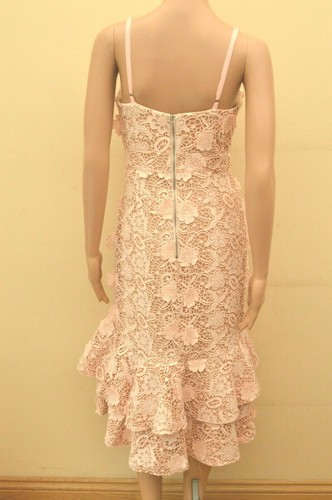 New Jarlo Nude Pink Floral Crochet Lace Midi Dress UK 10 12 rrp £140 - Picture 6 of 7