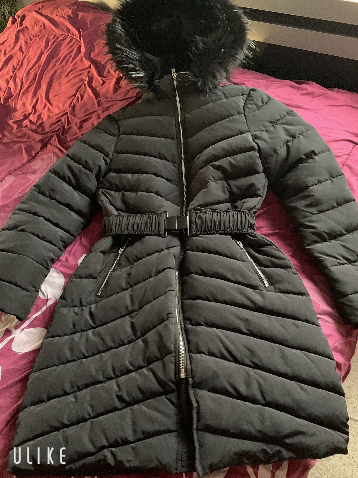 express belted puffer coat