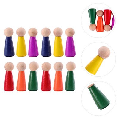 12Pcs Hand Malerei Holz Puppen DIY Graffiti Puppen Holz Beine Für Handwerk