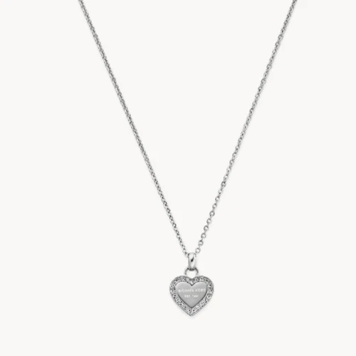 Collana Cristalli Argento Michael Kors Heritage Hearts MK Logo MKJ3970040 + SCATOLA MK