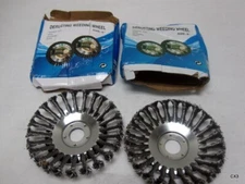 Pair of 6" O.D. Steel Wire Brush Derusting Weeding Wheel with Added Hardware