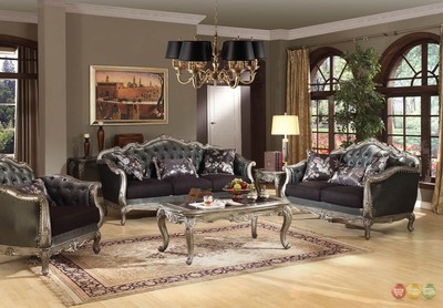 Chantelle French Rococo 5 Pc Formal Living Room Set Carved Wood Accents W Tables Ebay