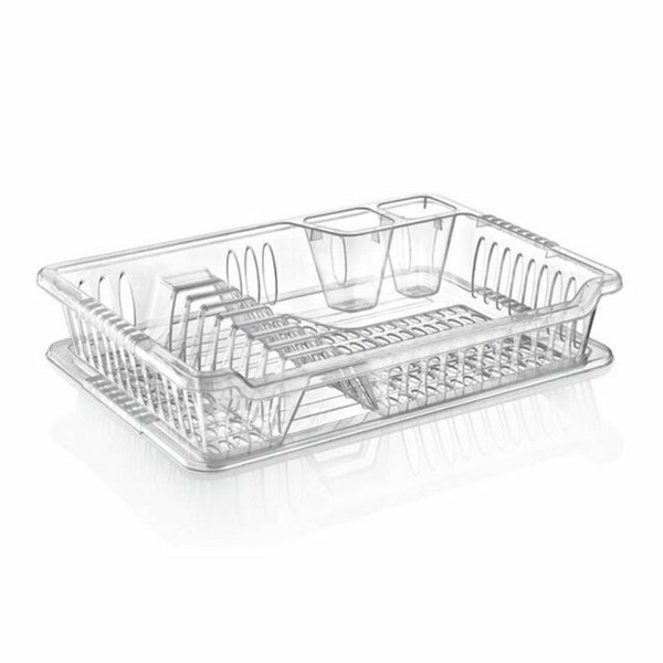 Dish Drainer With Drip Tray High Quality Clear Plastic 40cm X 29cm for
