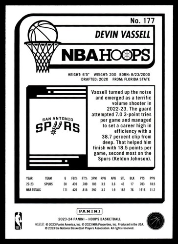 2023-24 Reifen blau Devin Vassell San Antonio Spurs #177 - Bild 2 von 2