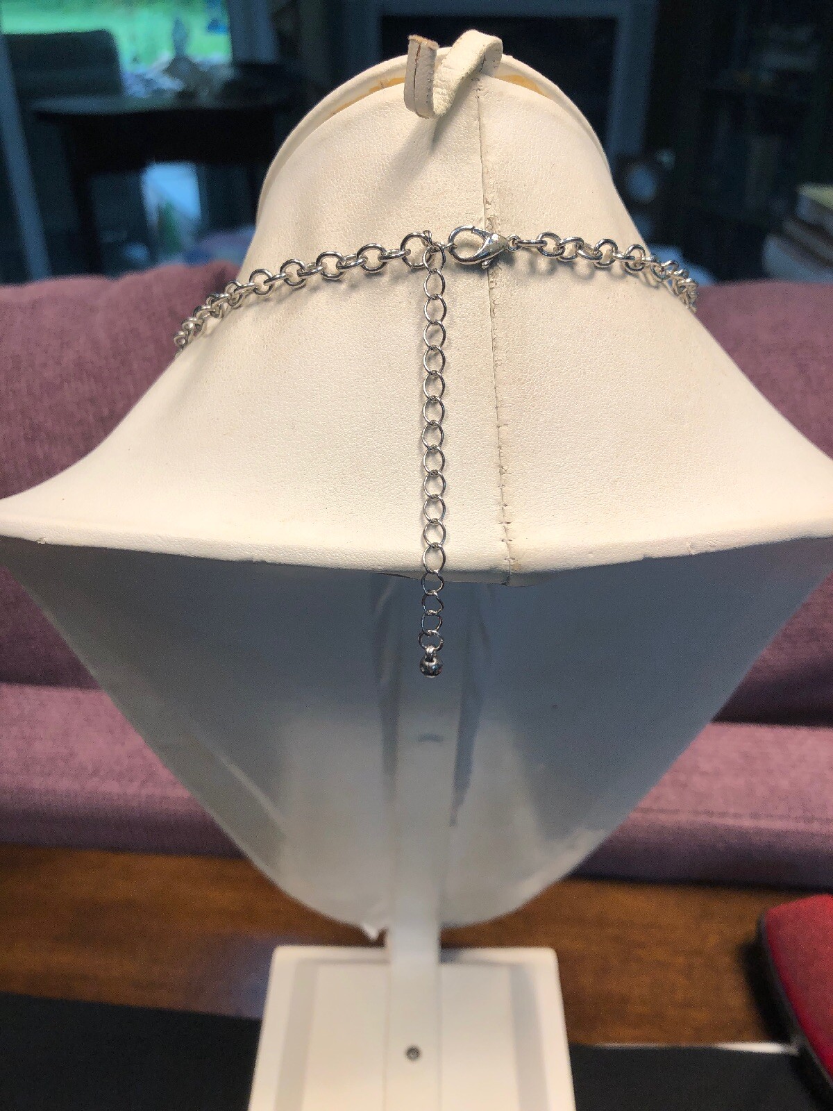 Statement Necklace Silver Tone Silver  Dangle Cha… - image 6